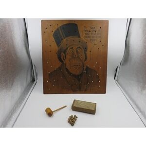 Antique Utensils for Pat and His Pipe Wooden Party Game Folk Art Board and Box